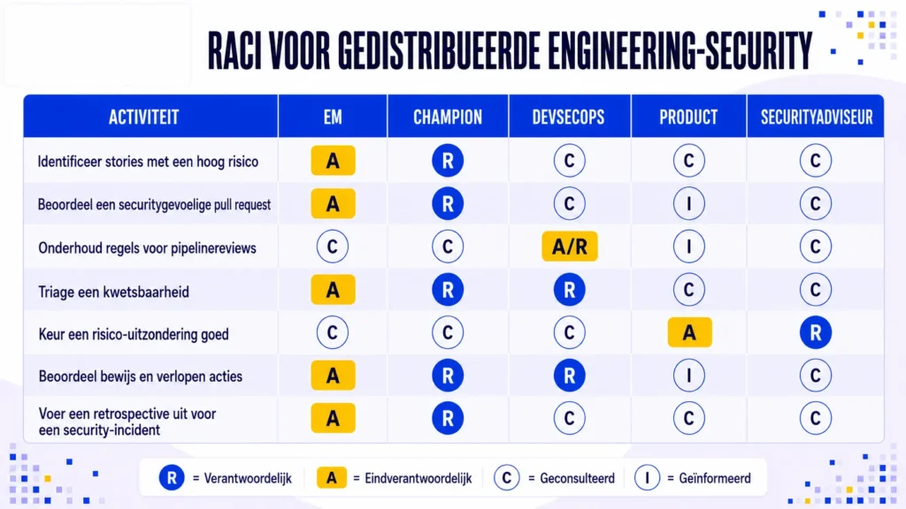 RACI-matrix voor securitybeslissingen in gedistribueerde engineering