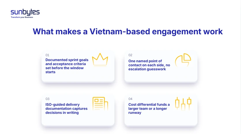 Conditions that make a structured offshore overlap window work for Vietnam-based IT staff augmentation