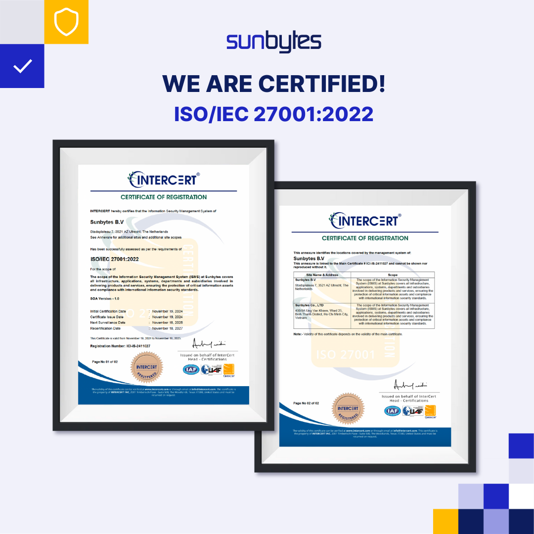 Sunbytes is ISO 27001 certified